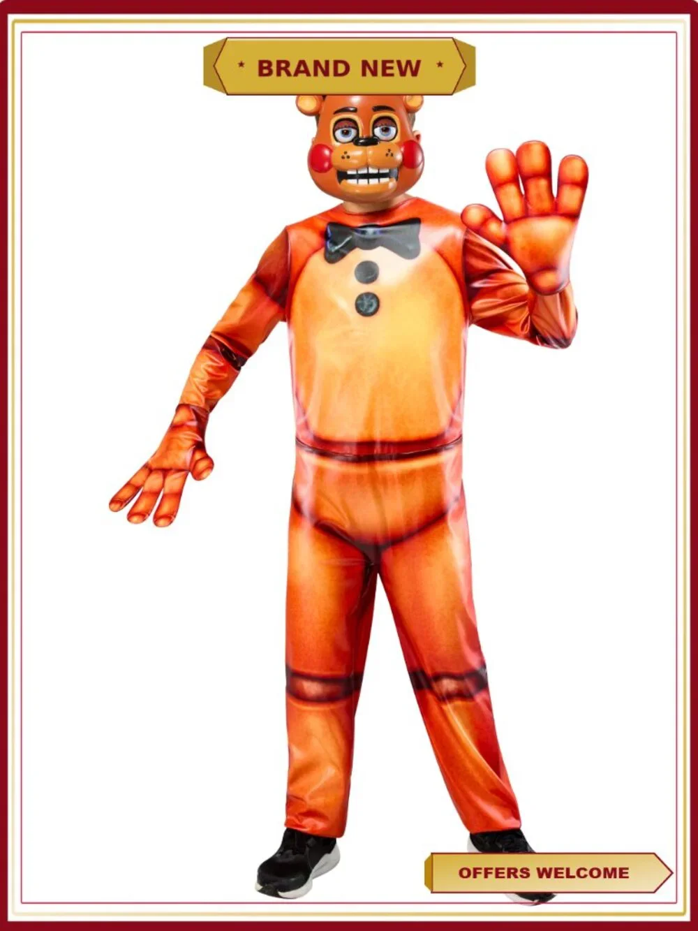 Freddy Costume for Kids Size L Jumpsuit Mask Mitts Halloween